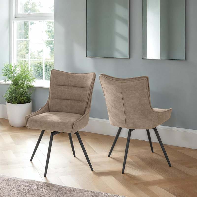 Wahpeton Set Of Two Swivel Dining Chairs, Fawn