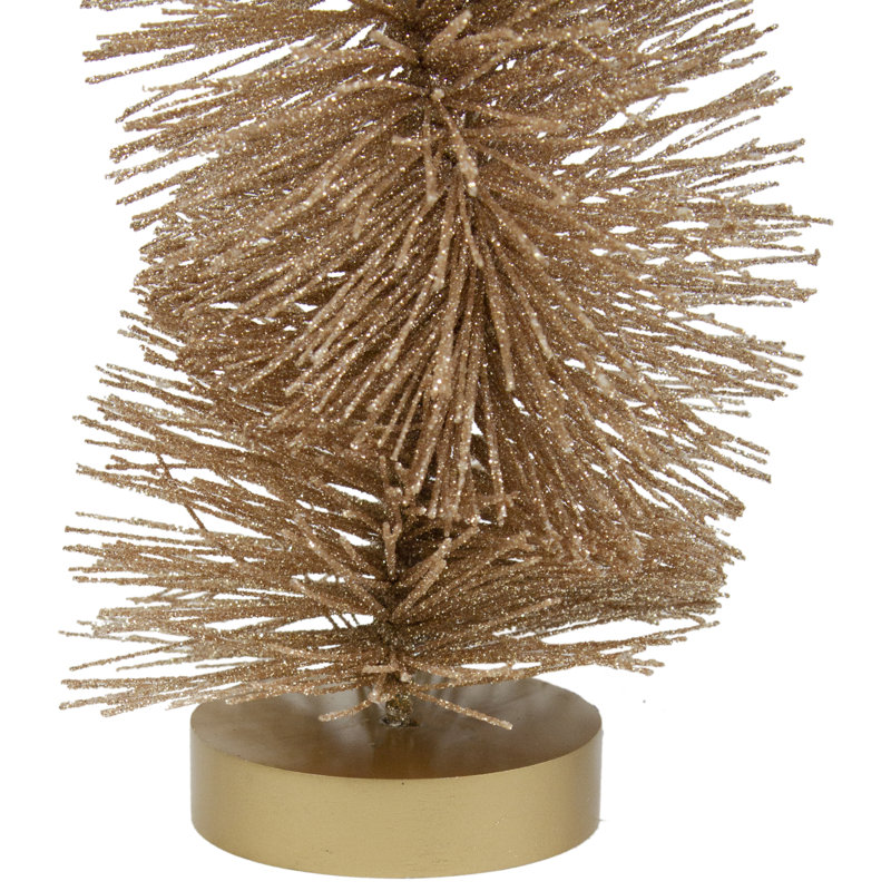 Décoration de table arbre de Noël sisal en spirale scintillant doré, H 14 po x l 3,5 po x P 3,5 po