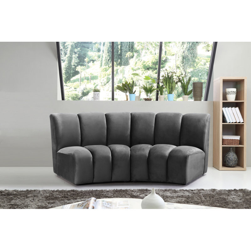 Canapé modulaire en velours Infinity, Velours gris, 2 pièces