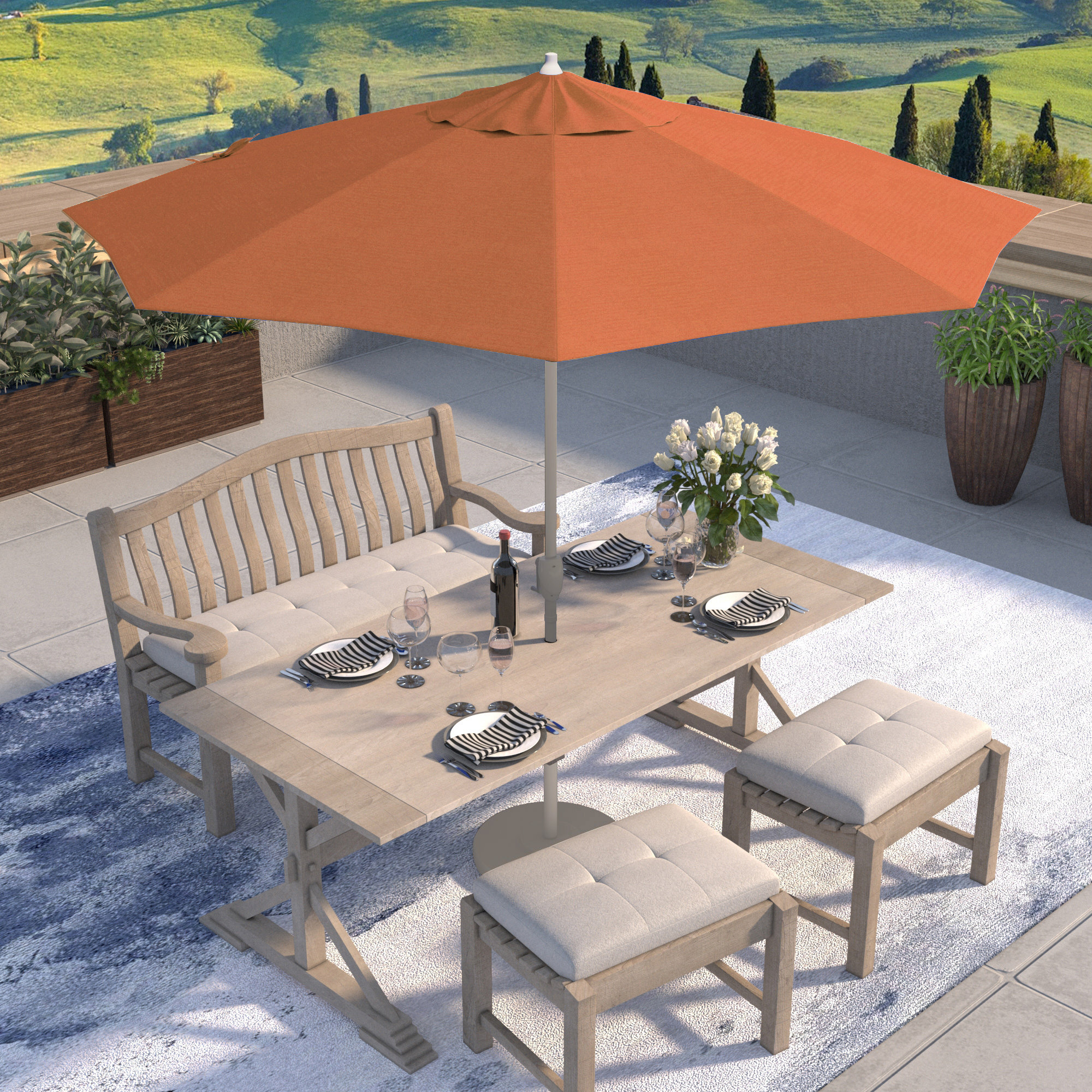 Kenne Sunbrella® Outdoor Umbrella, 108" W x 108" D, Canvas Melon Sunbrella® Canvas