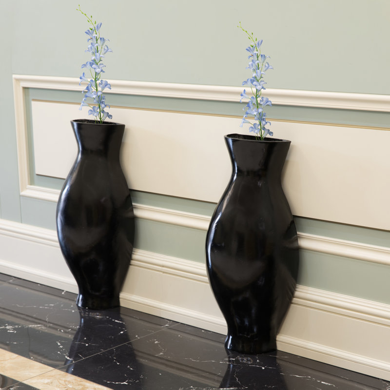Kalleen Glass Floor Vase, Black