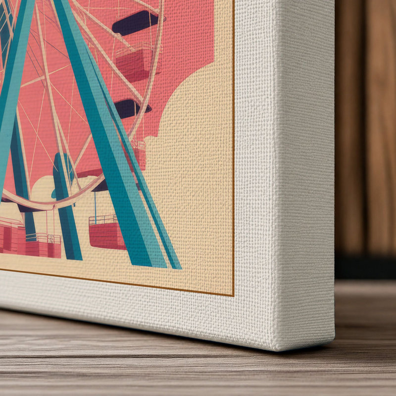 Carnival Wheel Retro - Wrapped Canvas, 30x20 - 76.2 x 50.8 cm, Cream Border