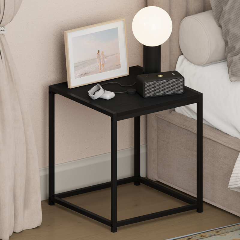 Table de chevet Furinno CAMNUS, table de chevet à structure en métal, table d'appoint Toolless, table de bout, table de chevet, pour salon, chambre à coucher, Americano