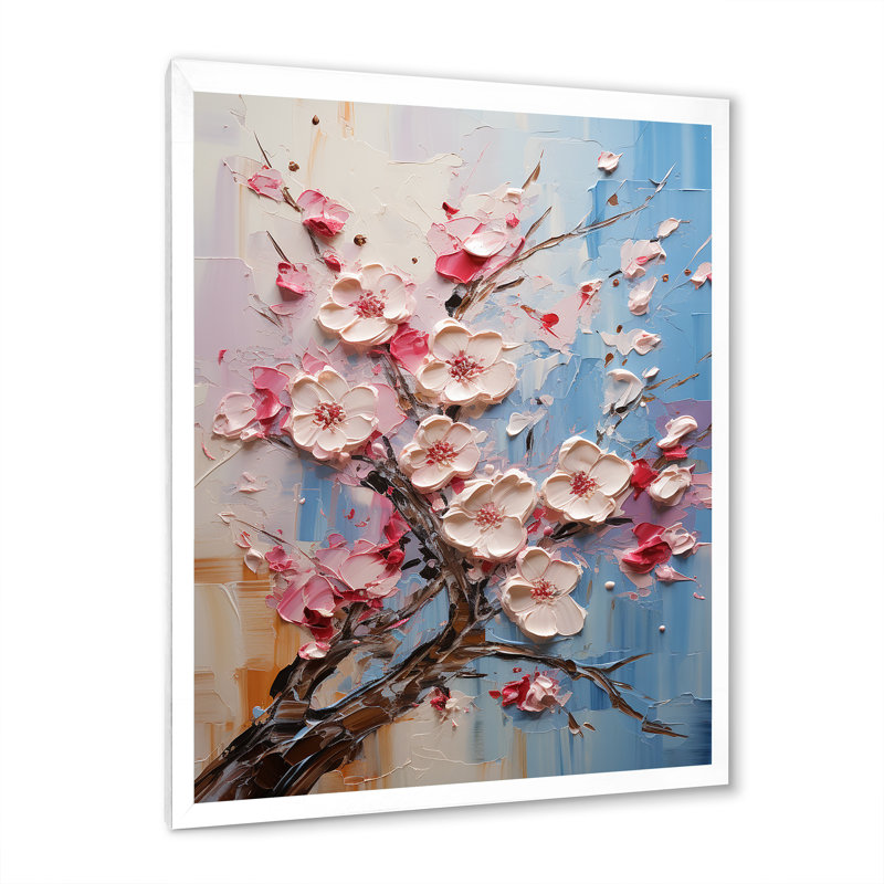 «Trelen Asian Art Sakura Serenity II», reproduction sur toile, H 32 po x l 16 po x P 1 po, Cadre photo blanc