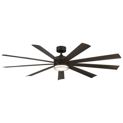 Wynd XL 9 - Blade Outdoor/ Indoor Smart Ceiling Fan with Remote Control and LED Light Kit Included, Works With Alexa and iOS / Android App