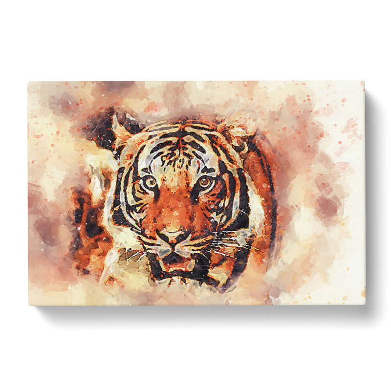 Tiger in Abstract - Wrapped Canvas Painting Print, 50cm H x 76cm W x 3cm D