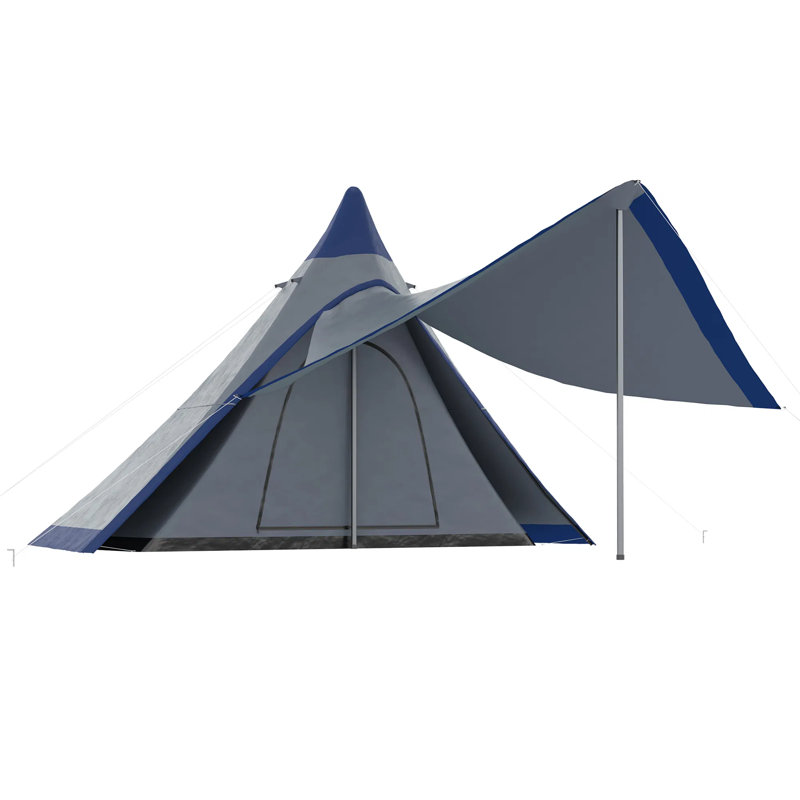 Tente de camping facile à installer avec porche pour 2 à 3 personnes - tente de randonnée bleue imperméable, calibre 2000 mm avec protection UV, sac de voyage compact inclus