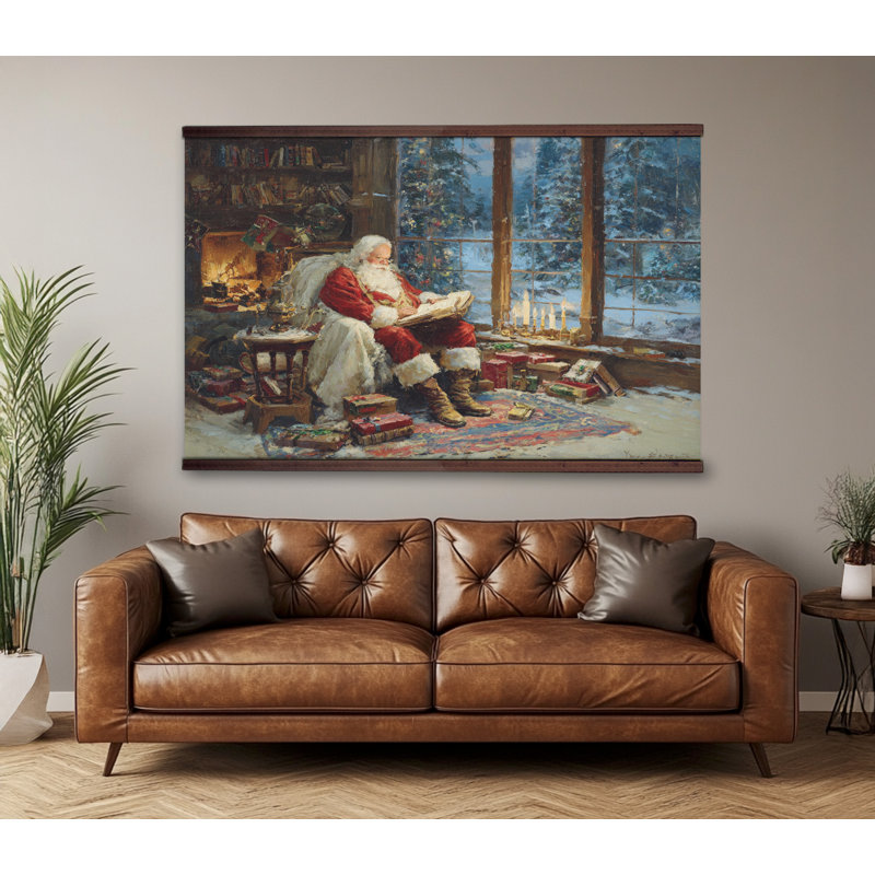 Art mural de Noël, tapisserie du père Noël, œuvre de Noël classique, H 32 po x l 48 po