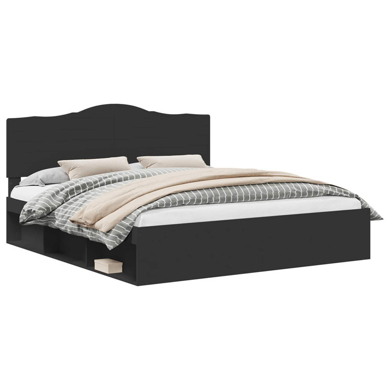Solid Wood Bed, Black, Super King (6')