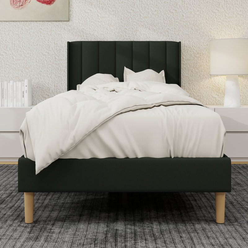 Structure de lit plateforme tapissier, Simple, Noir