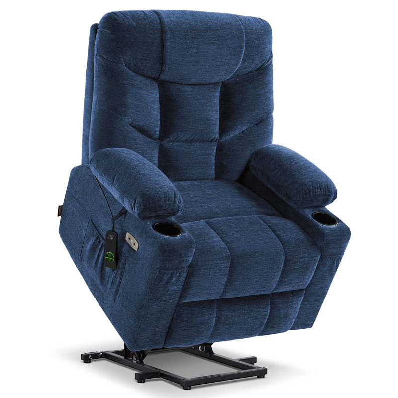 19.7" Seat Wide Small Power Lift Recliner Chair with Extended Footrest & USB and Type-C Charge Ports, Navy