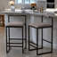 Upholstered bar stools set of 2 with  backrest and footrest, pu leather and metal frame-776872962