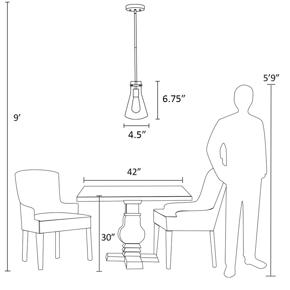 Renata 1 - Light Single Cone Pendant, Black