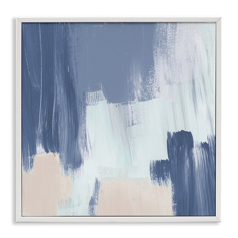 «Restless Blue Mind», art de la giclée abstraite encadrée par Lucille Price, Giclée encadrée blanc bord de mer
