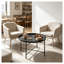 Table ronde en métal avec motif floral martelé, table d'appoint ou table basse au fini brossé noir