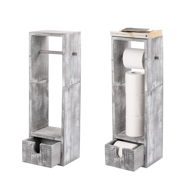 Porte-papier hygiénique sur pied en bois, Blanc cassé