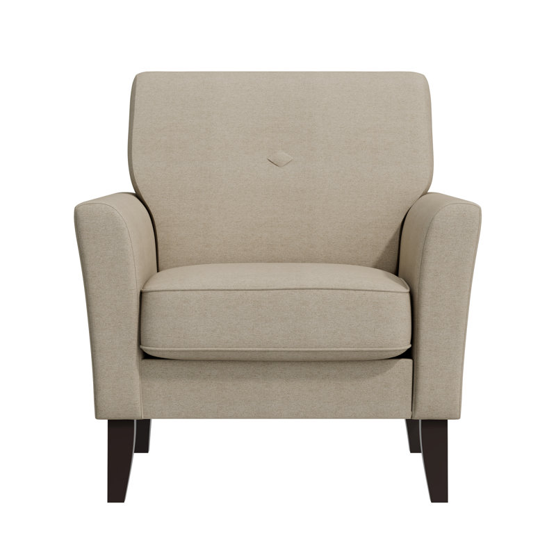 Alex Transitional Flared Arm Upholstered Armchair, Beige Polyester