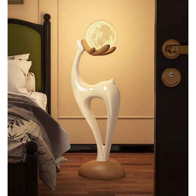 Lampe sur pied simple et moderne en résine et PVC, Blanc