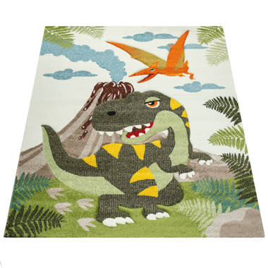 nuLOOM Eamon Dinosaur – Alfombra infantil lavable a máquina, 5 x 8  pulgadas, color blanco multicolor – Yaxa Colombia