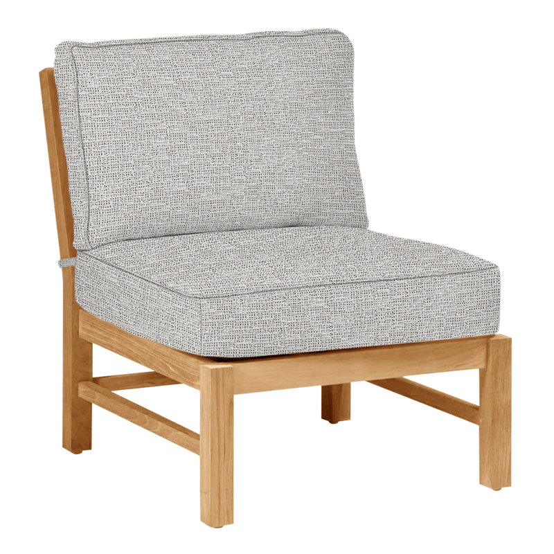 Club Teak Sectional Slipper Chair, Welt, Tweed Toffee, Natural Teak