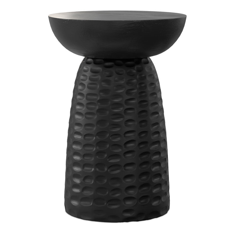 Boyd Solid Mango Wood Contemporary Accent Table with Textured Finish, Fully Assembled, Black