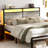 Antioch Queen Bed with LED Light and Charging Station, Storage Headboard, No Box Spring Needed, Gray-109575520-87543191