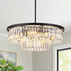 Neenah 6 - Light Crystal Tiered Dimmable Drum Chandelier