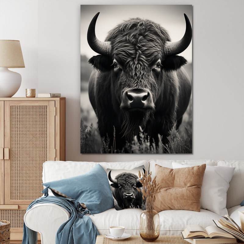Bison Bison Grazing - Bison Wall Art, Toile tendue, H 20 po x l 12 po x P 1 po