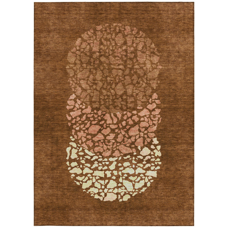 Tapis intérieur lavable abstrait ivoire 3 pi x 5 pi