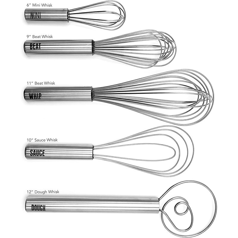 Tovolo Stainless Steel Whisk Kitchen Utensil Bundle - Set of 5