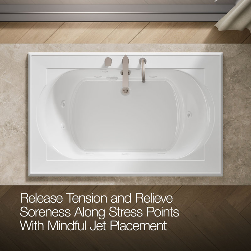Memoirs 66'' x 42'' Drop In Whirlpool Acrylic Bathtub with Heater, White