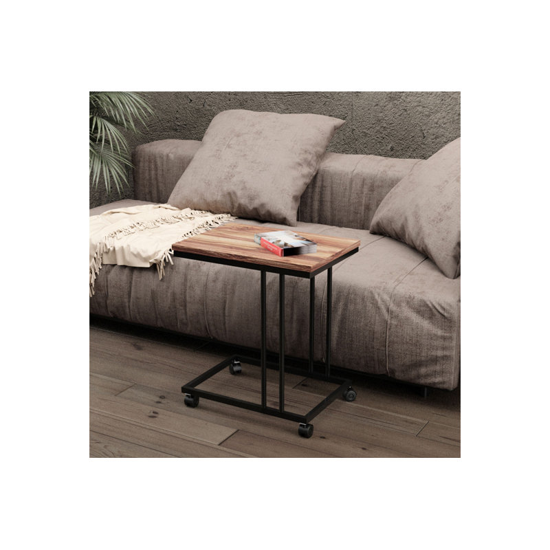 Table d'appoint Modern Modern, finition noire et chêne, 19,7 po x 19,7 po x 13,8 po | 100% panneau de particules enduit de mélamine, structure en métal avec une épaisseur de 0,04 po | Assemblé, élégant et fonctionnel pour le salon ou le bureau