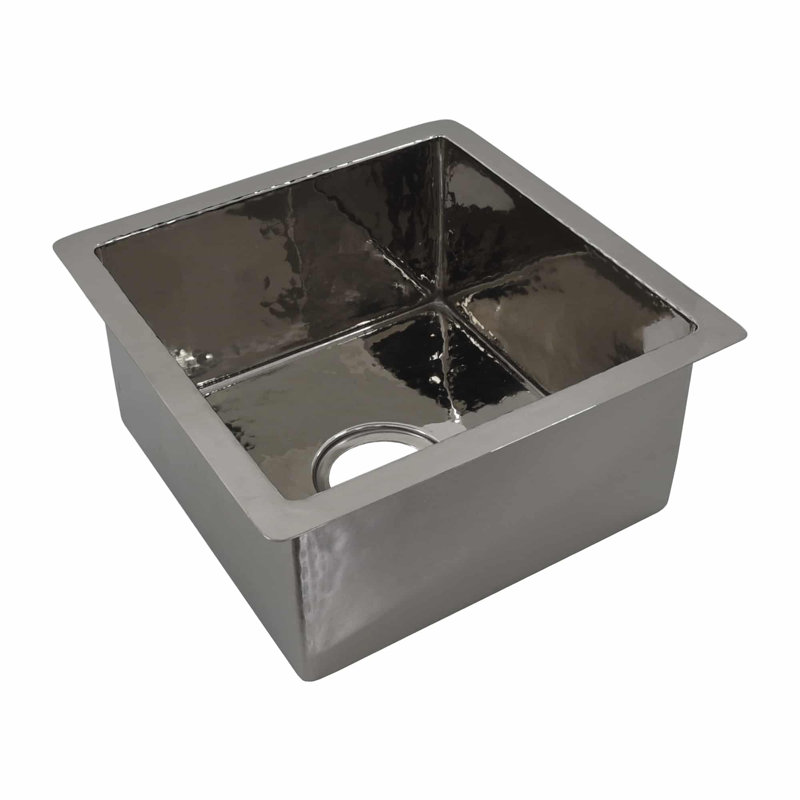 Cantina 15" L x 15" W Hand-Hammered Copper Undermount Kitchen Sink, Foundry Polished Nickel