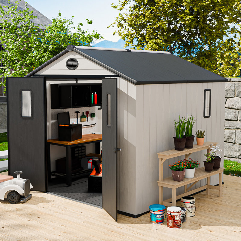 8 ft. W x 8 ft. D High-Density Polyethylene (Plastic) Outdoor Storage Shed  with Foundations