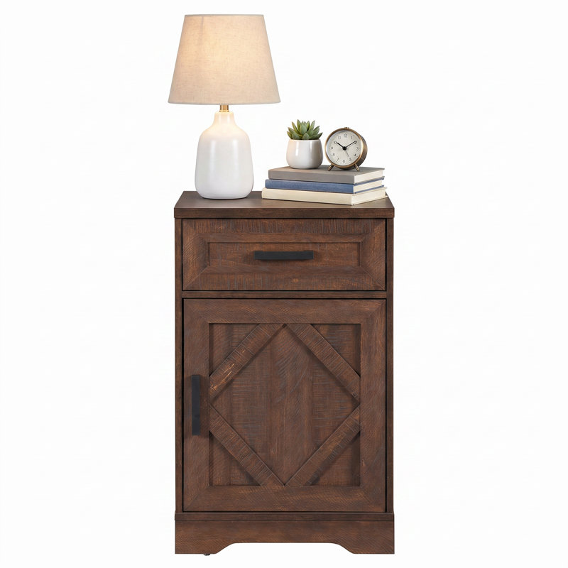 Laziza 32-inch Tall Nightstand with Adjustable Shelf and Drawer, Brown, Individual