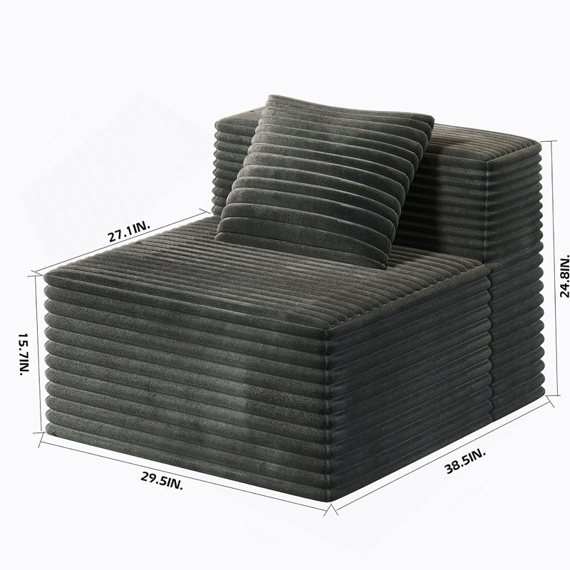Canapé simple pour canapé modulaire modulaire, canapé en mousse viscoélastique haute densité, canapé sans os pour le salon de la chambre à coucher (canapé simple)