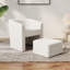 Fauteuil d'appoint blanc avec ensemble de fauteuils, fauteuil d'appoint de salon moderne, fauteuil simple, repose-pieds avec rangement, convient pour chambre / bureau / espace de lecture, blanc crème