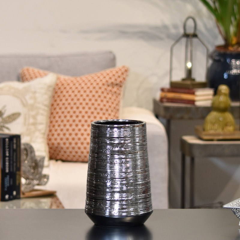 Table Vase, Silver, 8.5" H x 5.75" W x 5.75" D