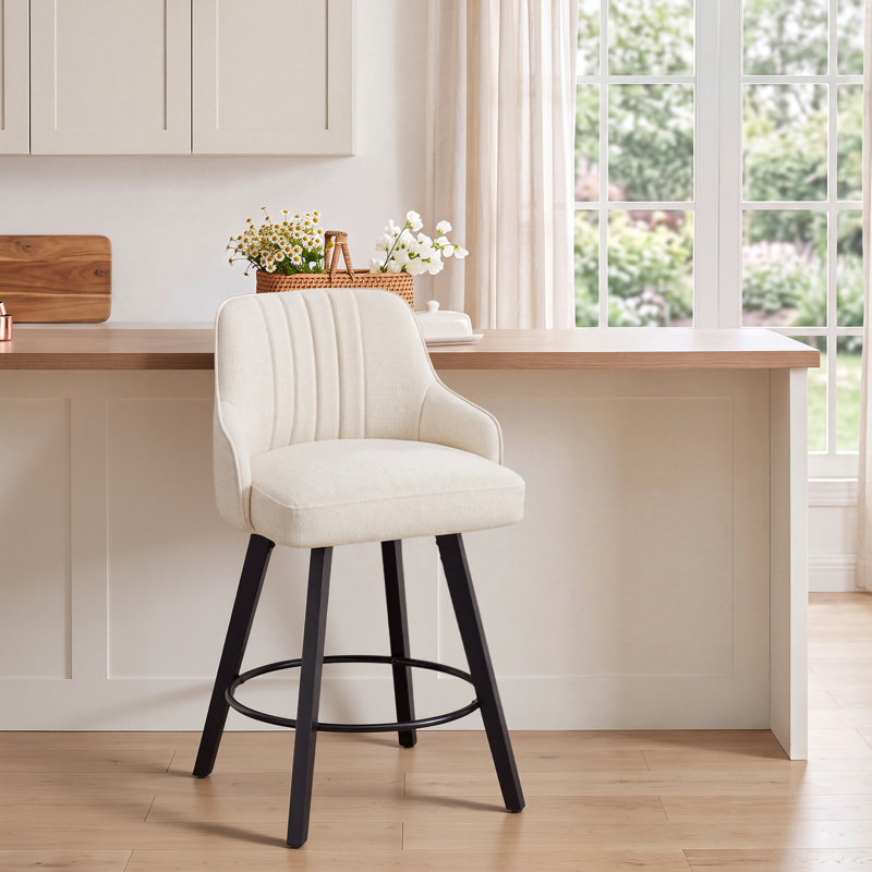 Tabouret de bar pivotant en tissu Modern, Beige, 1