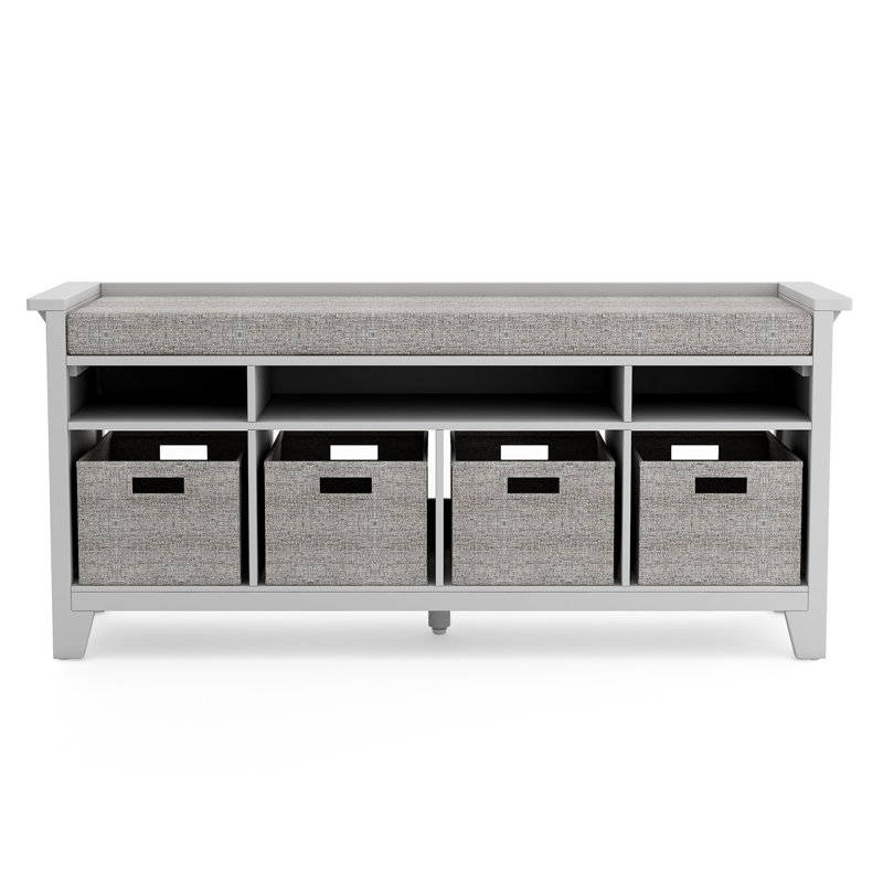 Martha Stewart Living & Learning Kids Storage Bench with Shelves, Grey