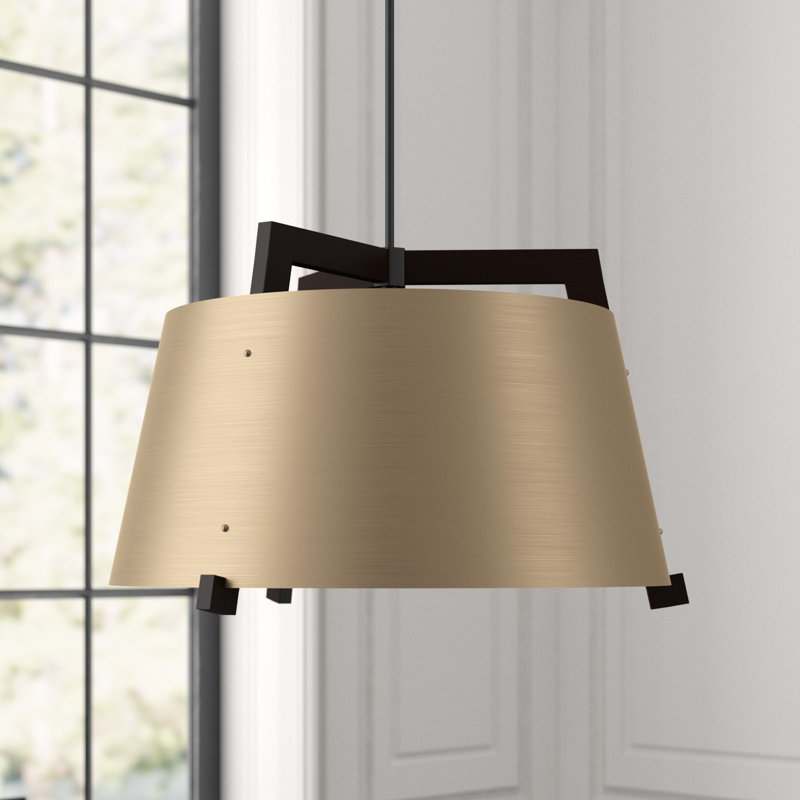Ignis Pendant, 11.5" H x 17" W, Dark Stained Walnut/Rose Gold, 3500K LED w/ Diffuser - Rigid