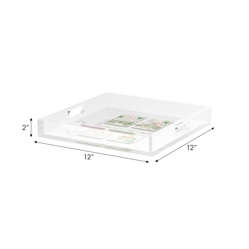 Square Abstract Decorative Tray, 2" H x 12" W x 12" D