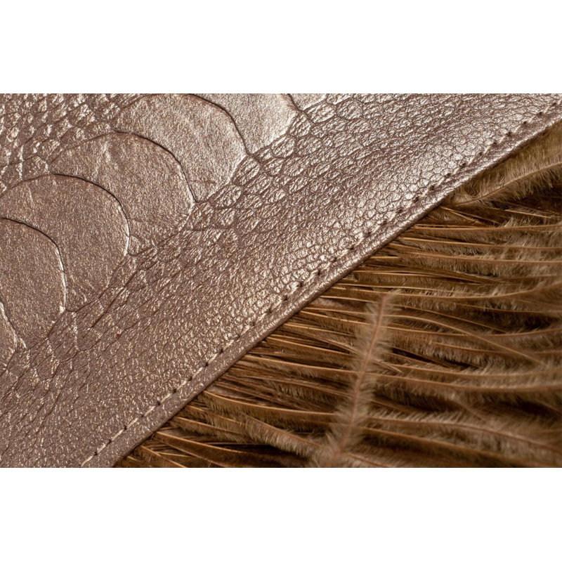 Velvet Lumbar Pillow w/ Feather Trim, Antique