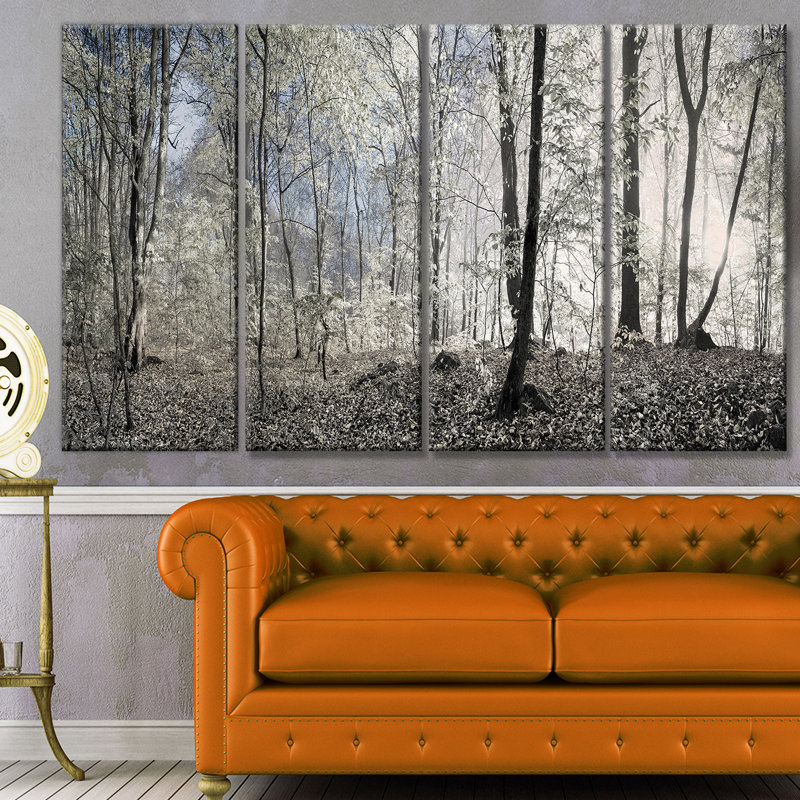 «Dark Morning in Forest Panorama», reproduction de photo à multiples images sur toile