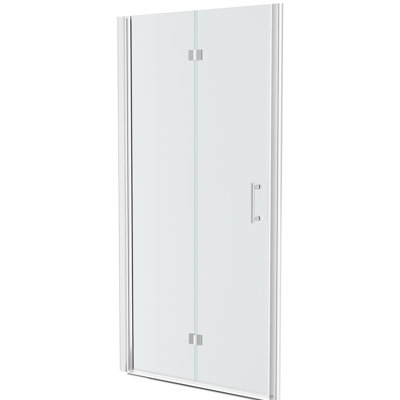 Porte de douche pliante l 34 po x H 72 po avec verre trempé - Installation réversible pour économiser de l'espace dans la salle de bain Durabilité à long terme et réglable pour s'adapter à différentes salles de bain