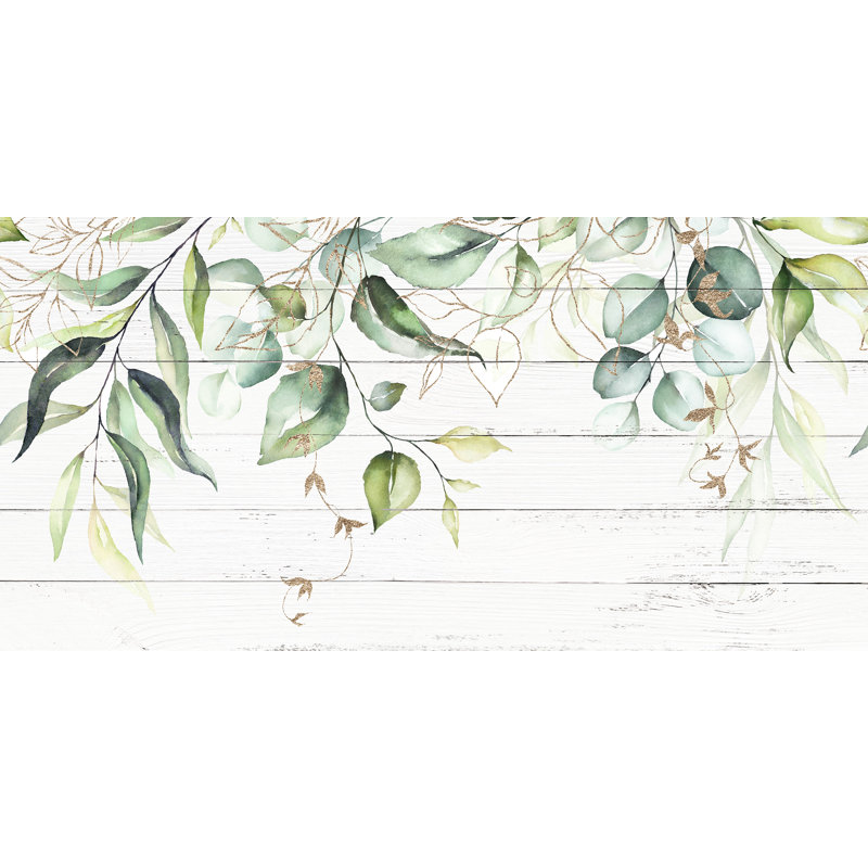 «Eucalyptus Elegance - Aquarelle, botanique, verdure, impression sur toile tendue, H 20 po x l 40 po
