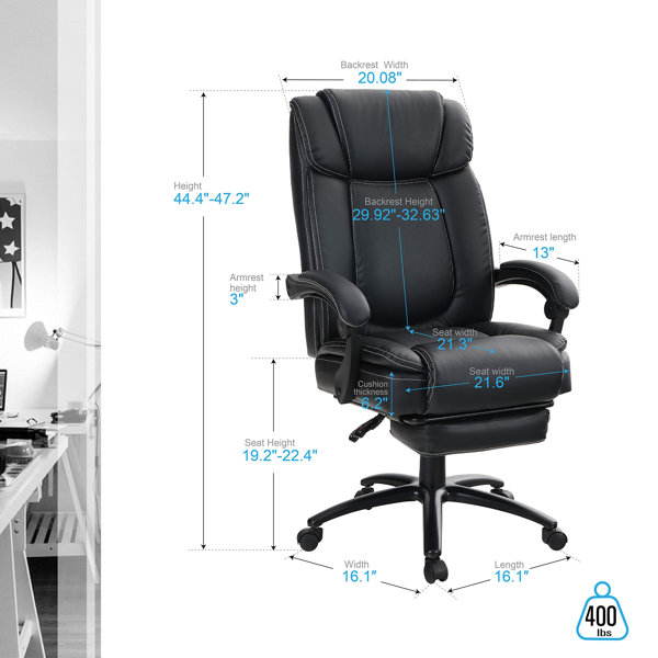 Kadie Big and Tall Office Chair 450lbs for Heavy People Executive Chair Inbox Zero