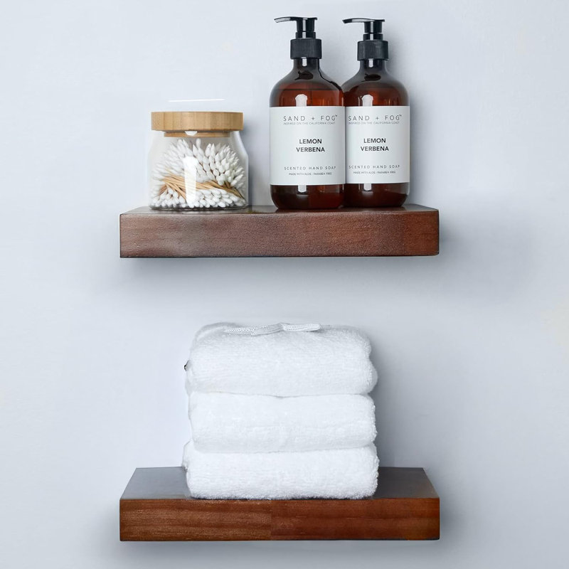 Solid Wood Floating Shelves For Wall - Handcrafted Rustic Black Shelves For Bathroom, Kitchen, Bedroom, Living Room - Includes Hidden Brackets For Easy Installation