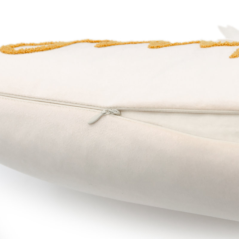 Housse de coussin en velours brodé , Jaune/beige