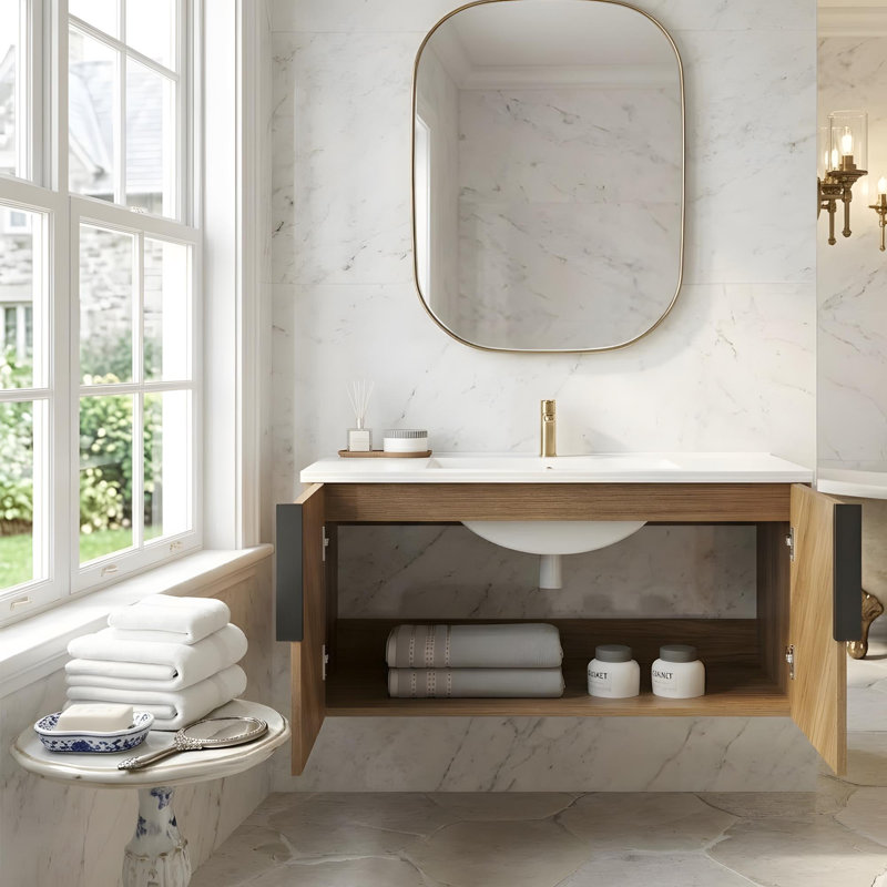 Meuble-lavabo de 30 po avec lavabo en céramique et armoire avec portes, 35